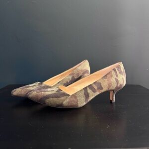 Camouflage Pointed Toe Kitten Heels